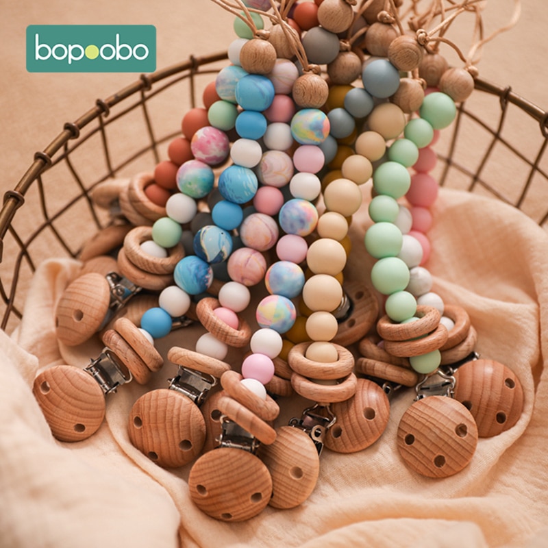 Baby Pacifier Chain Silicone Beads Baby Anti-drop Chain Infant Nipple Appease Soother Chain Clips Dummy Holder Nipple Clip 2022