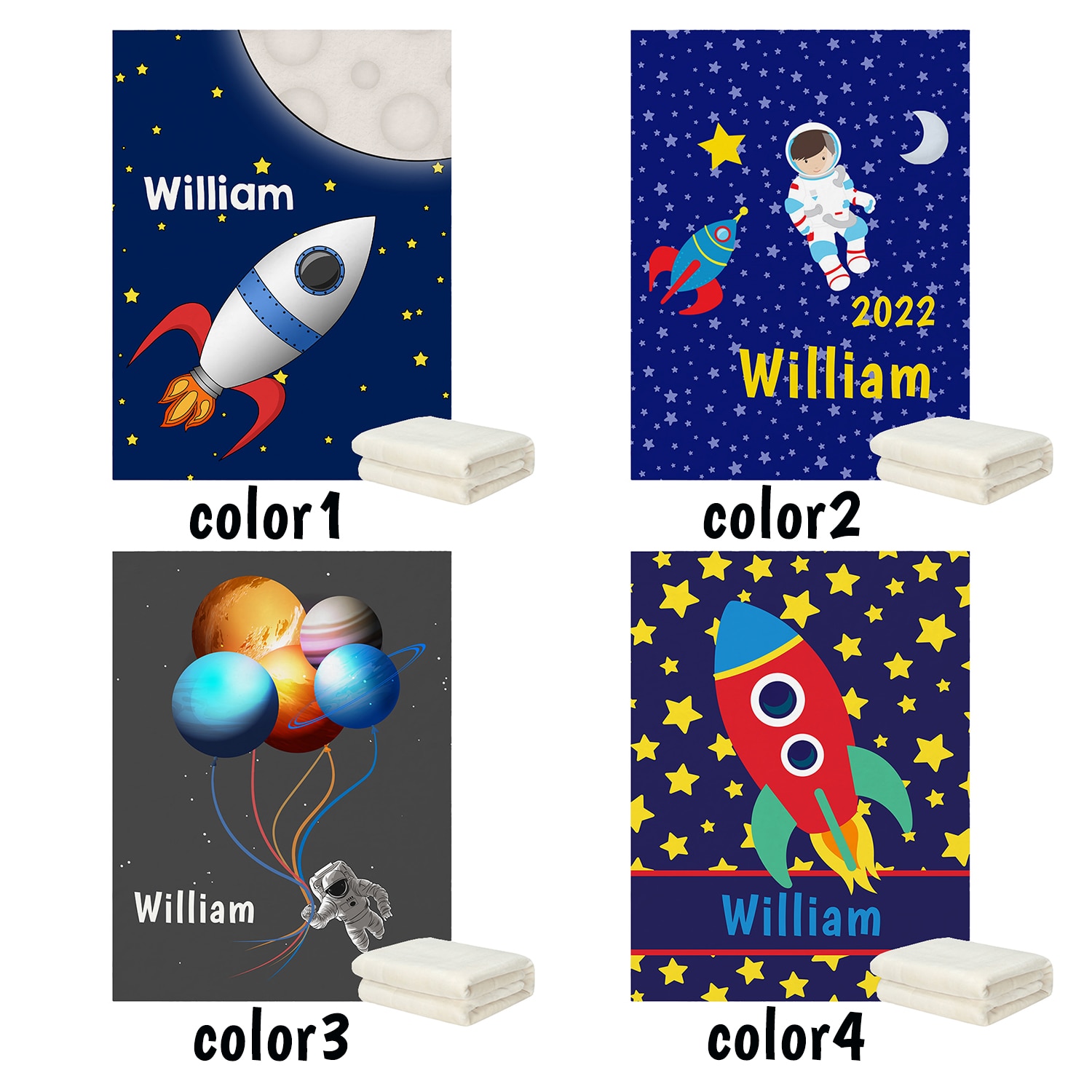 LVYZIHO Space Rocket Personalized Blanket Kids Blanket- 30x40 /48x60/60x80 Inches - Fleece Blanket