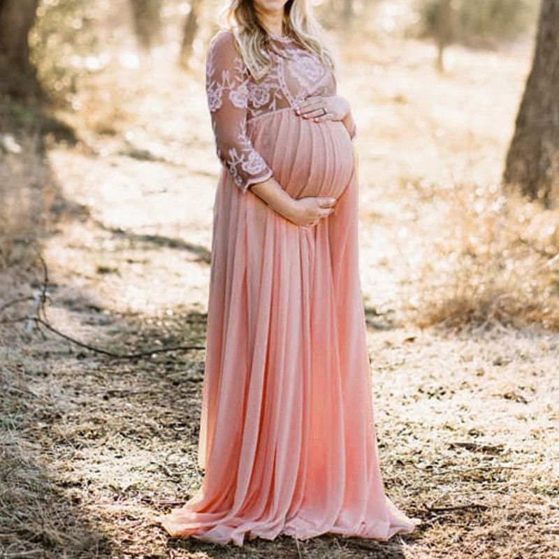 2022 New Sexy Lace Long Sleeve Dress For Photo Shoot Clothes Pregnancy Shooting Dress Women photography Dresses Maternity Dress