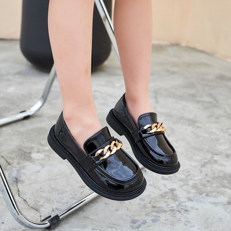 Princess shoes girls leather shoes 2022 new spring and autumn soft bottom western style big children's peas shoes