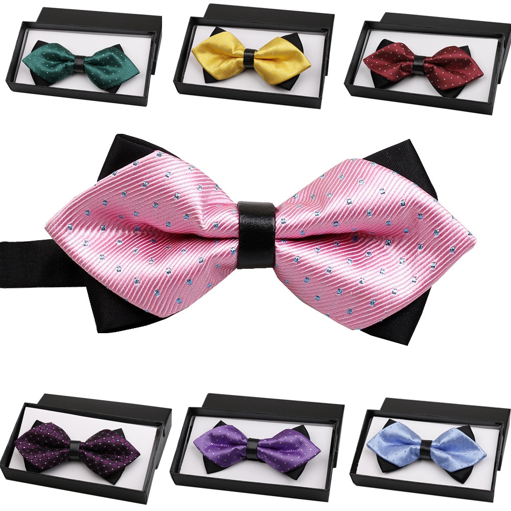 polyester silk pointed high-end bow tie solid color men’s business wedding group order dinner good bow tie