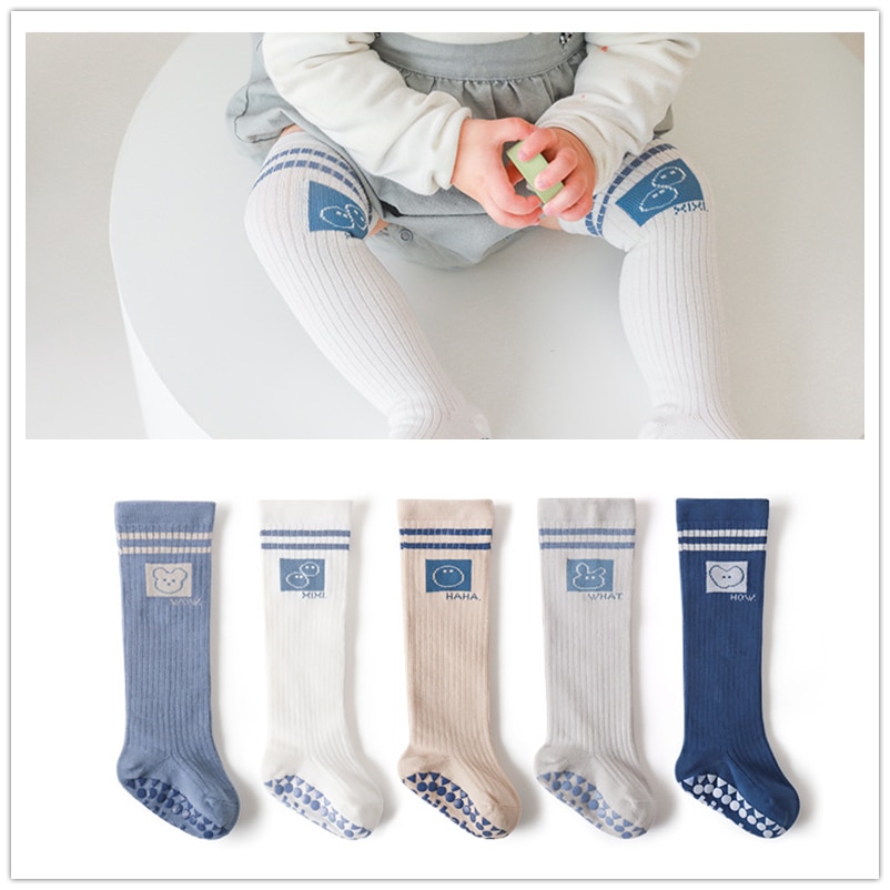 Newborn Baby Socks 2pcs/lot Spring and Autumn Cotton Non-slip Leggings Baby Floor High Tube Socks For 0-3Year