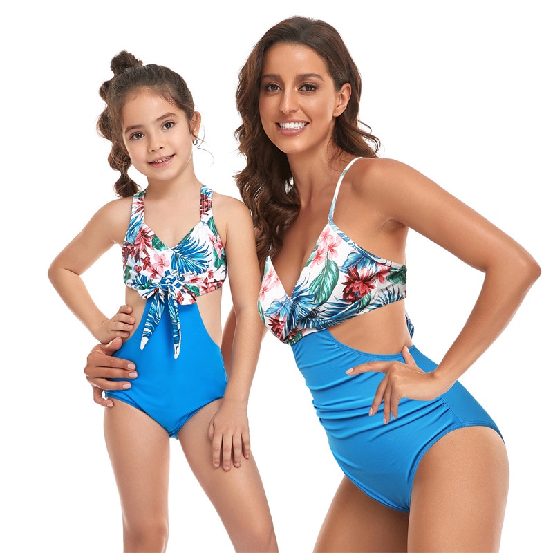Summer Family Matching Swimwear Mother And Daughter Bikini Swimsuit Women Baby Girls Swimwear Mommy And Me Clothing