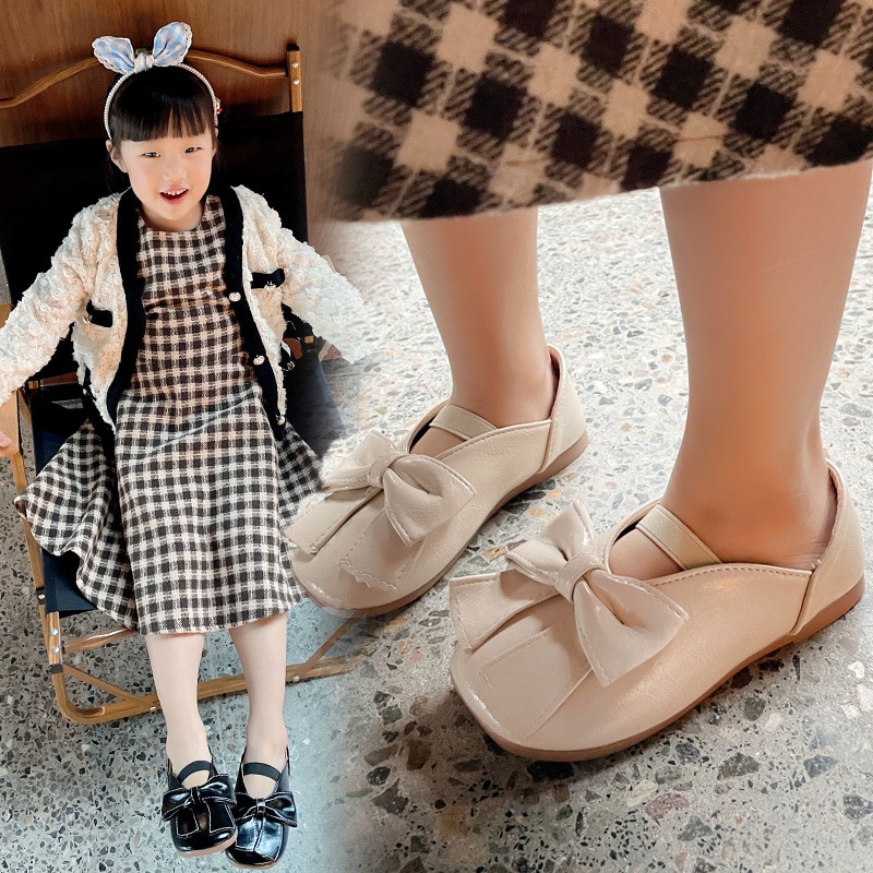 Spring and Summer New Japanese Style Bow School Girls Solid White Shallow Flat Drop Shipping Elastic Band Casual Square-toe Pink