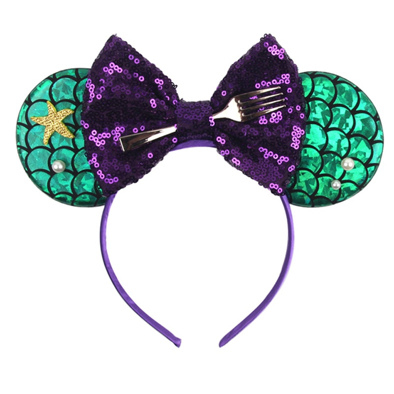 Mickey Mouse Ears Headband Mermaid Sequin Hair Bows Hairband DIY Girls Hair Accessories For Kids Trendy Spring Hairband Mujer