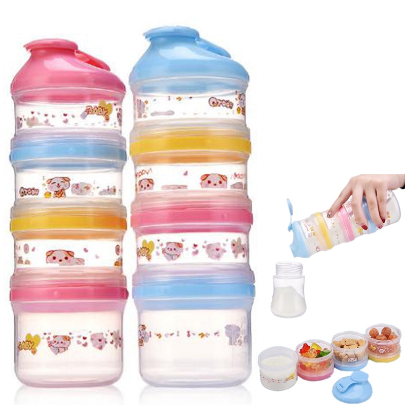 4 Layer Baby Milk Powder Formula Dispenser Container Milk Container Snacks Food Storage Box Essential Cereal Boxes Toddle Kids