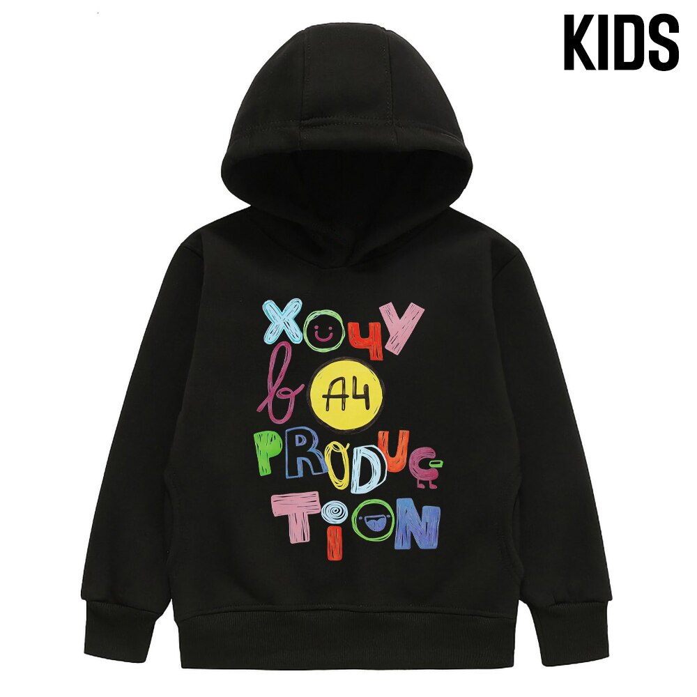 Kid's Merch A4 Hoodie Spring Autumn Boy's Thicked "Want A4 Production" Hooded Sweatshirts Family Clothing Gi