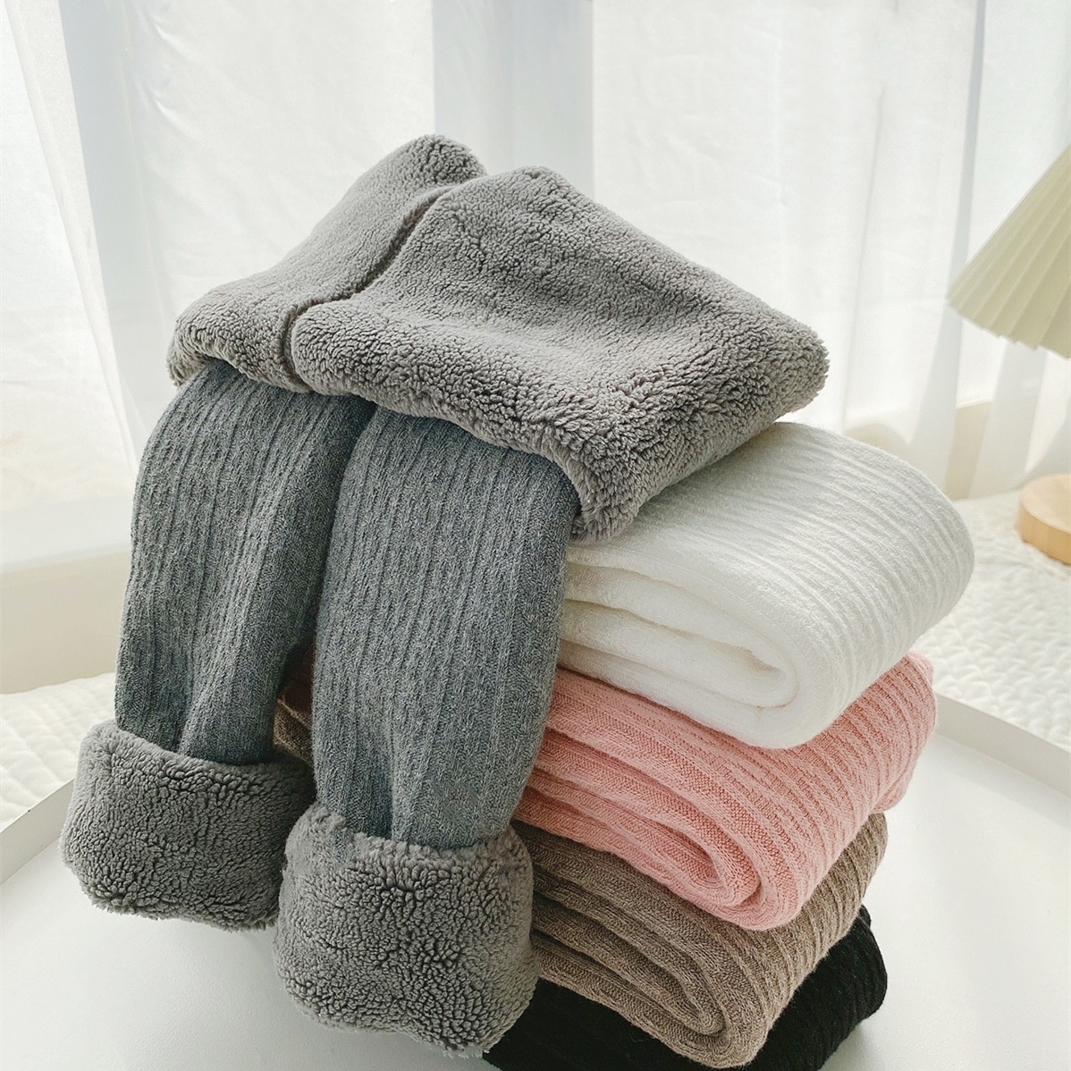 Winter Girls Leggings Kids Pants Warm Trousers Thicken Stockings Lamb Wool Pantyhose Children Clothes Cotton Leggings For Girls