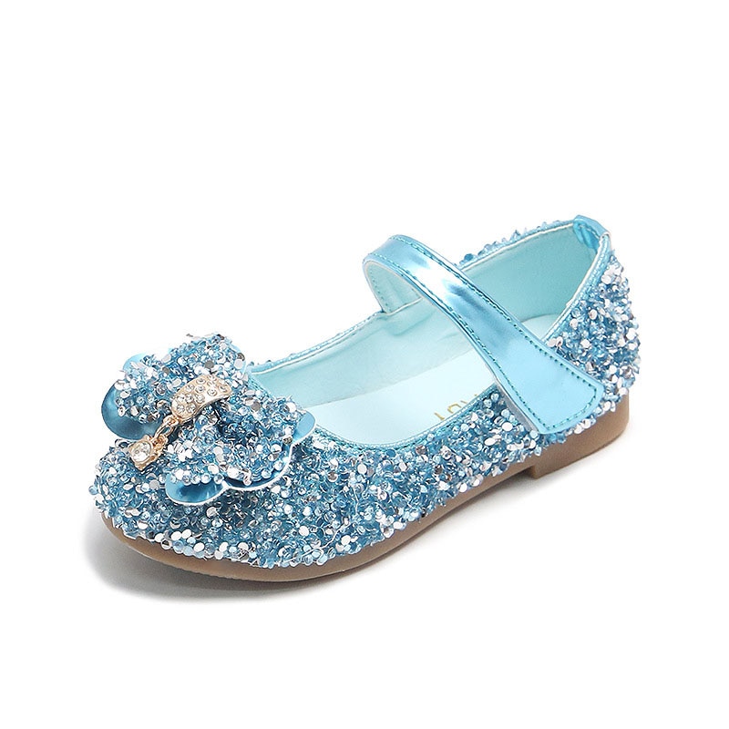 Princess Shoes for Girls Kids PU Leather Flower Flat Glitter Children Party Wedding Dancing Performance Shoes Summer Spring