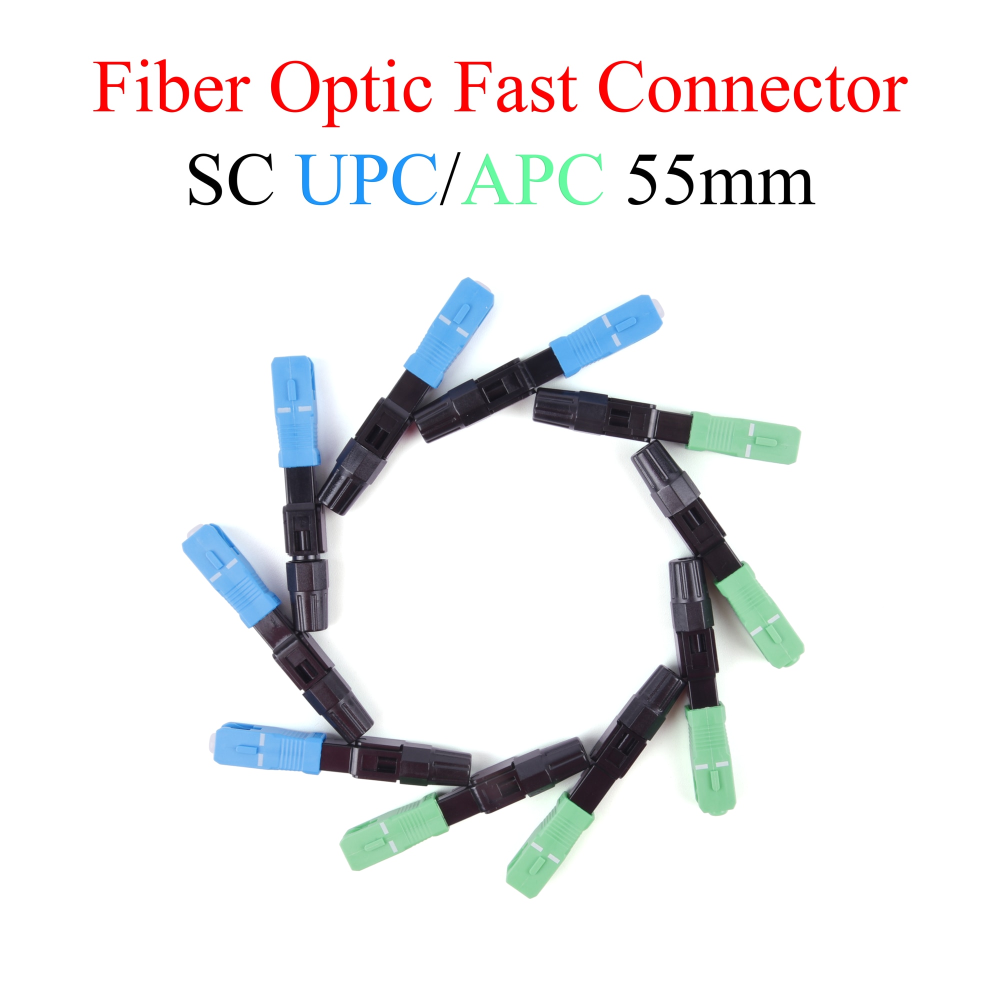 10-200Pcs Embedded Fiber Optic Fast Connector UPC/APC SC Plug Single-mode Fiber Optic Adapter Quick Field Assembly 55mm/2.17in