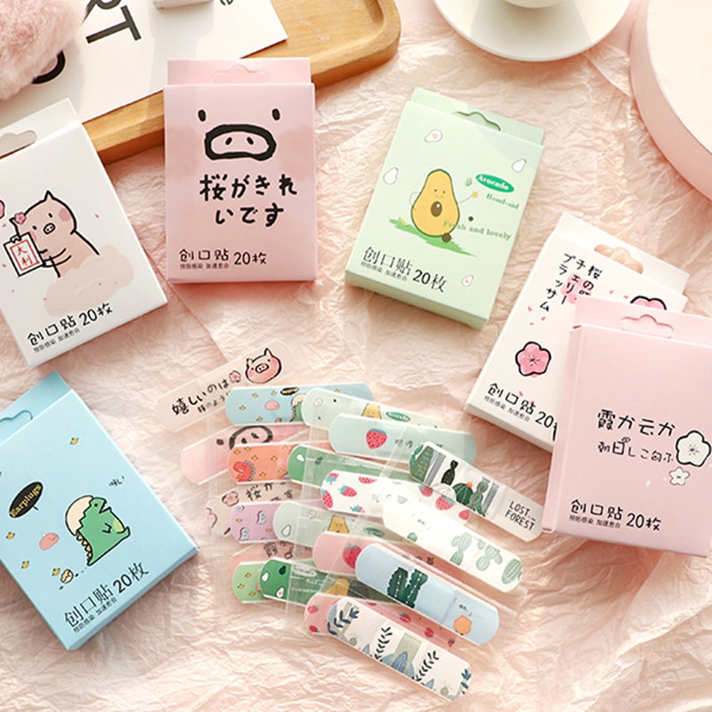 20 Pcs/box Cute Cartoon Bandaids Children Wound Adhesive Bandages First Aid Emergency Kit Kids Kawaii Patch Strips Safety Care