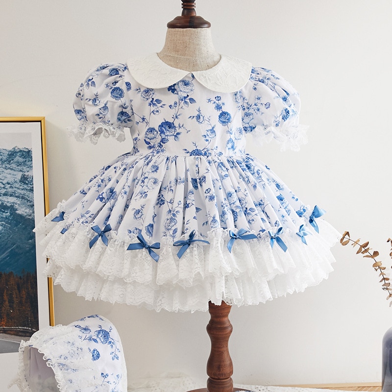 Children's Lace tutu Dress New Spanish Lolita Princess Dress Lace Stitching Sweet Cute Dresses For Girl Clothes