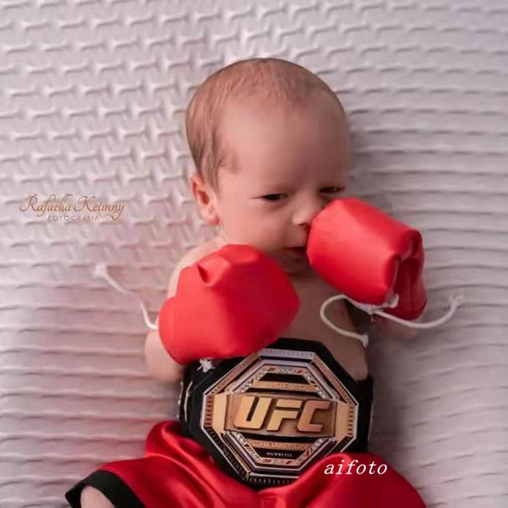 Baby Boxer Red Robe And Pants Set Sanda Free Fight Boxing Glove Shorts For Newborn Photography Props Accessories Infant Photo