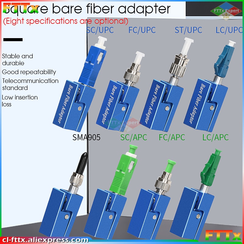 Blue Optic Fiber Connector FC SC ST Square Bare Adapter Flange Temporary succeeded OTDR Test Coupler FTTH Attenuator