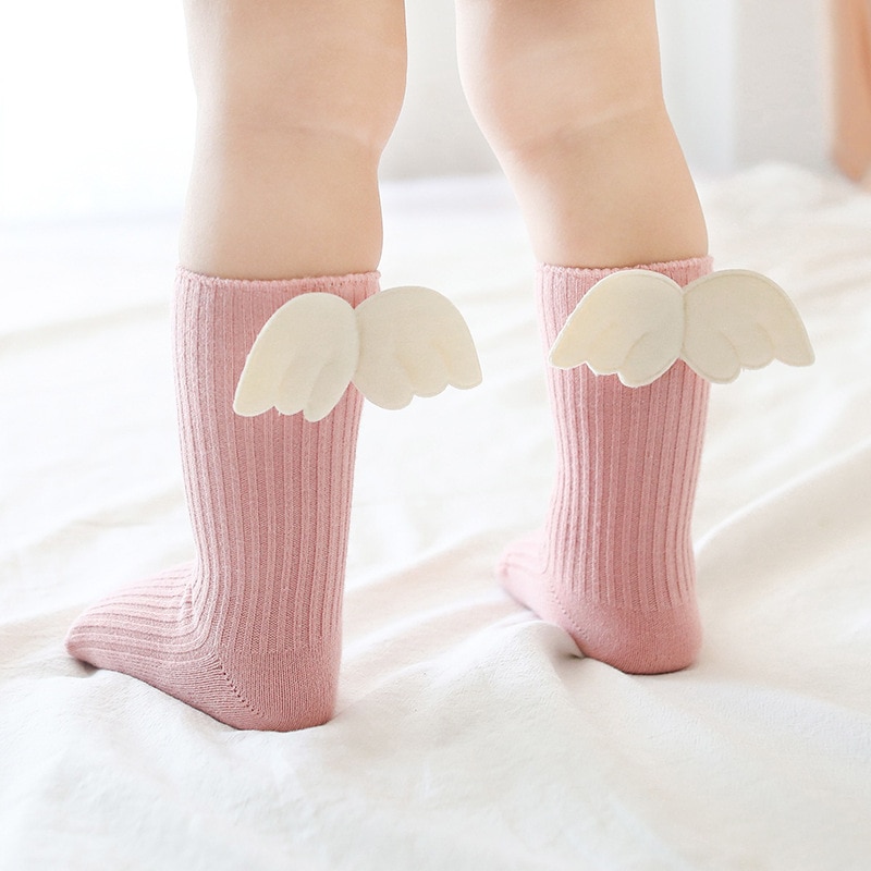 Baby Cute Knee High Socks 3D Angel Wings Kids Toddler Candy Color Soft Sock Children Leg Warme Girl