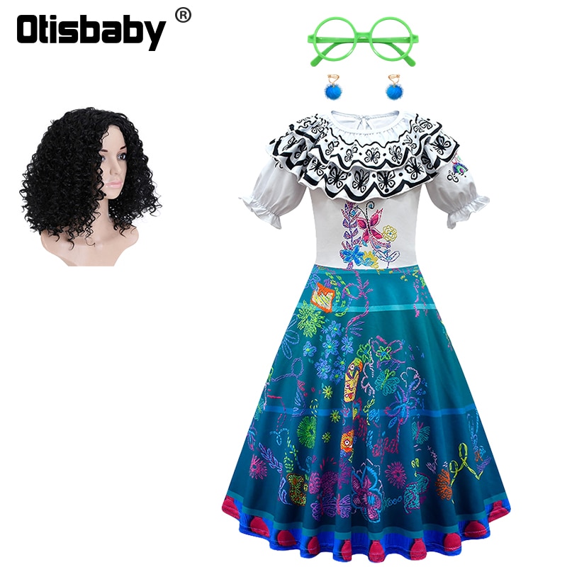 2023 New Summer Fancy Girl Lotus Leaf Mirabel Dress Children Encanto Princess Cosplay Cosplay Costume Kids Holiday Party Clothes