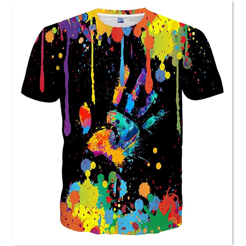 Summer New Children Abstract Tie-dye t-shirt Graffiti Creative Kids t-shirt 3D Print O-neck Casual Street Hip-hop Men's t-s