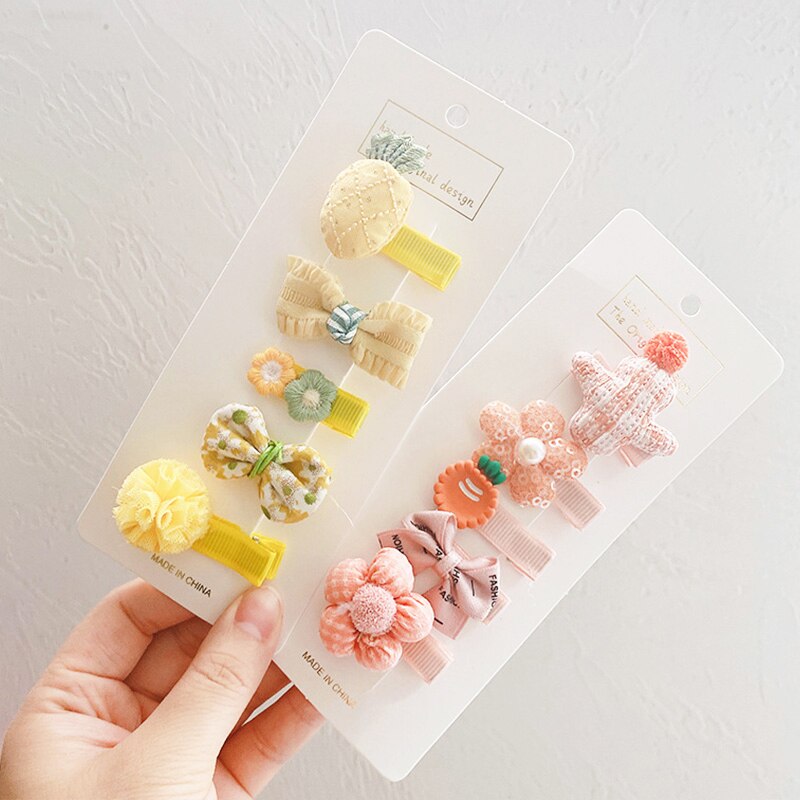 5PCS Baby Girl Hairpins Barrettes Flower Bow Toddlers Headwear Children Hair Clips Princess Baby Hair Accessories Kids Gift