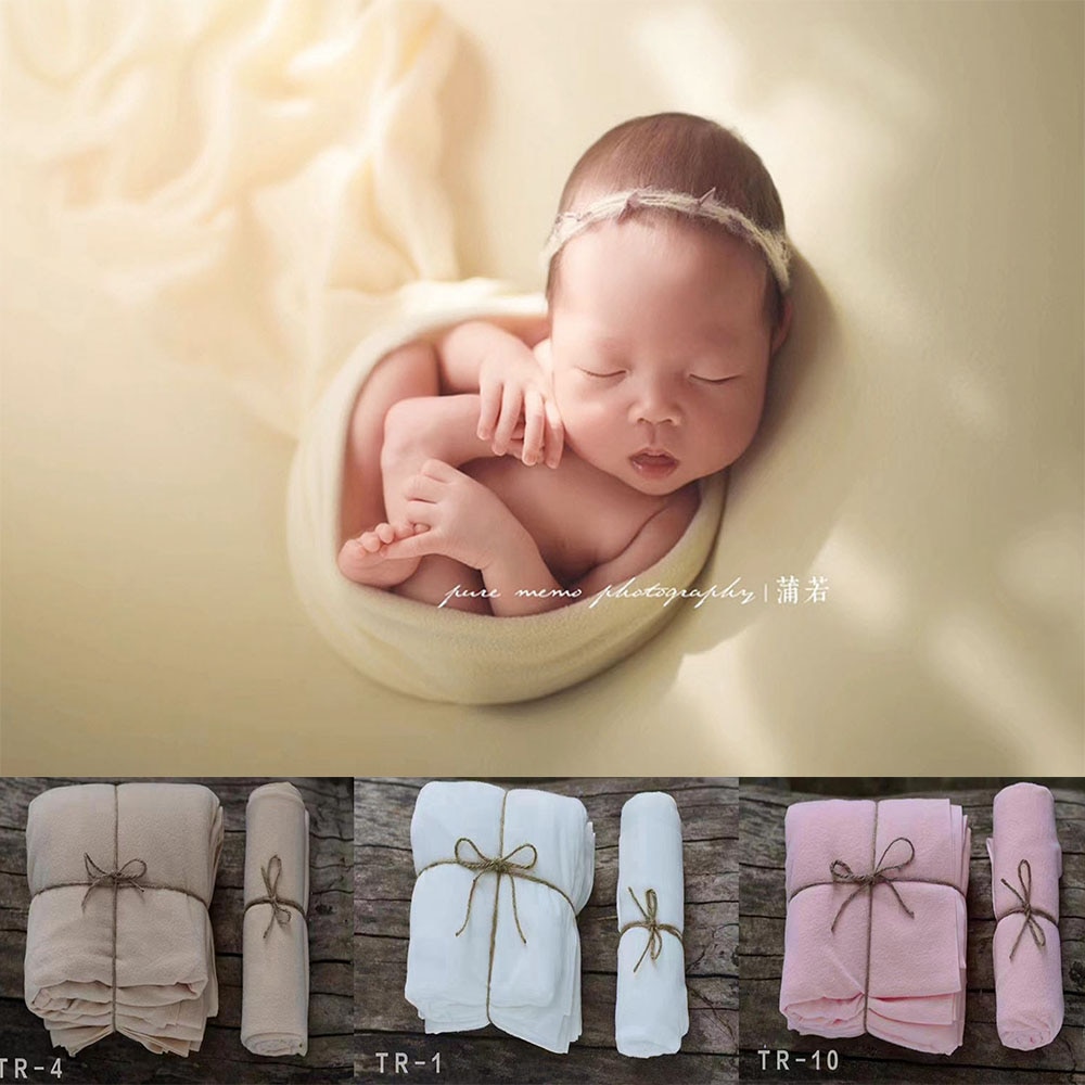 Soft Newborn Backdrop and Wrap Set Baby Photography Props Double-side Newborn Beanbag Posing Fabric Cover Stretch Baby Blanket