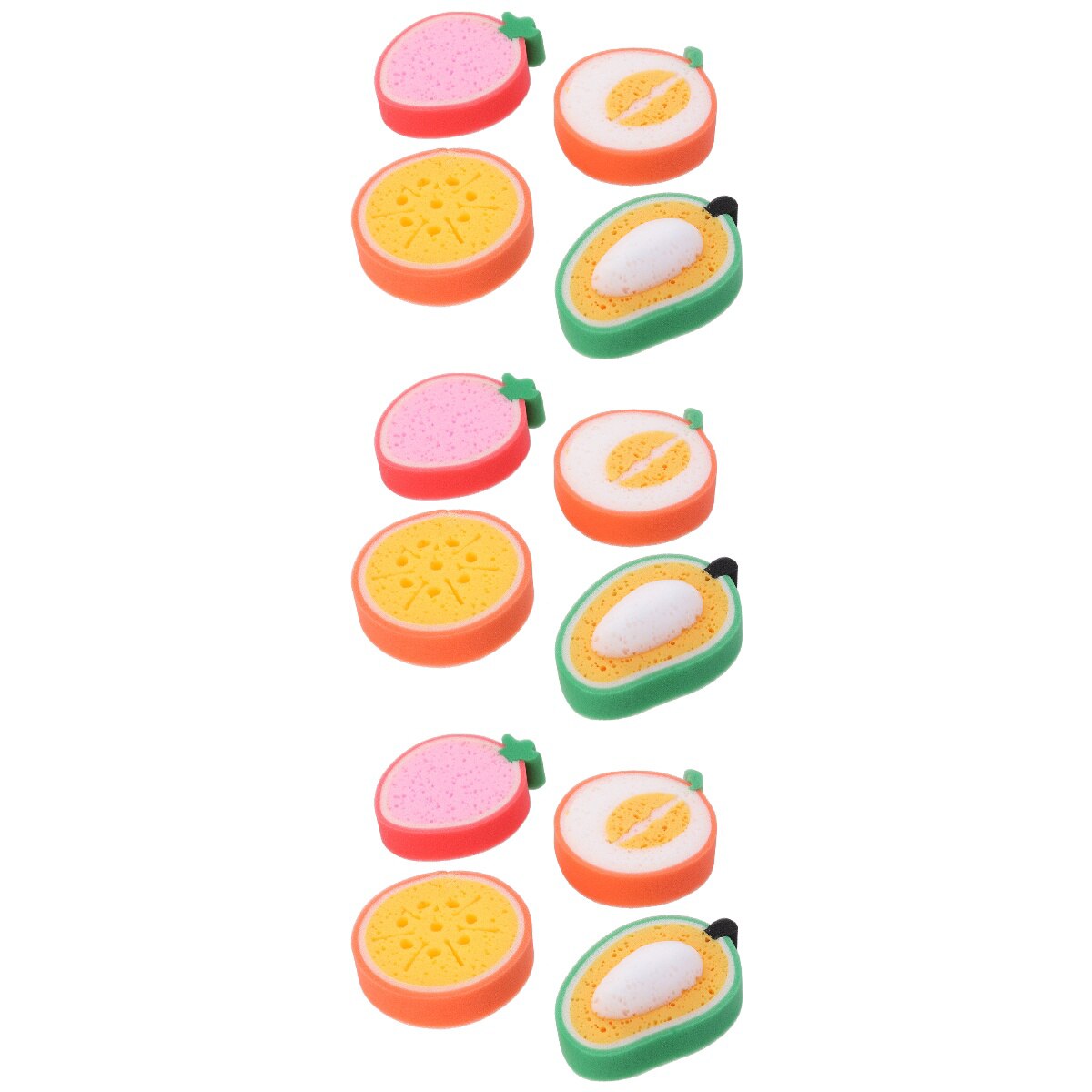 12 pcs Creative Cartoon Shower Clean Sponge Fruit Bath Cotton Child Shower Bath Sponge (Hami Melo, Strawberry, Orange and