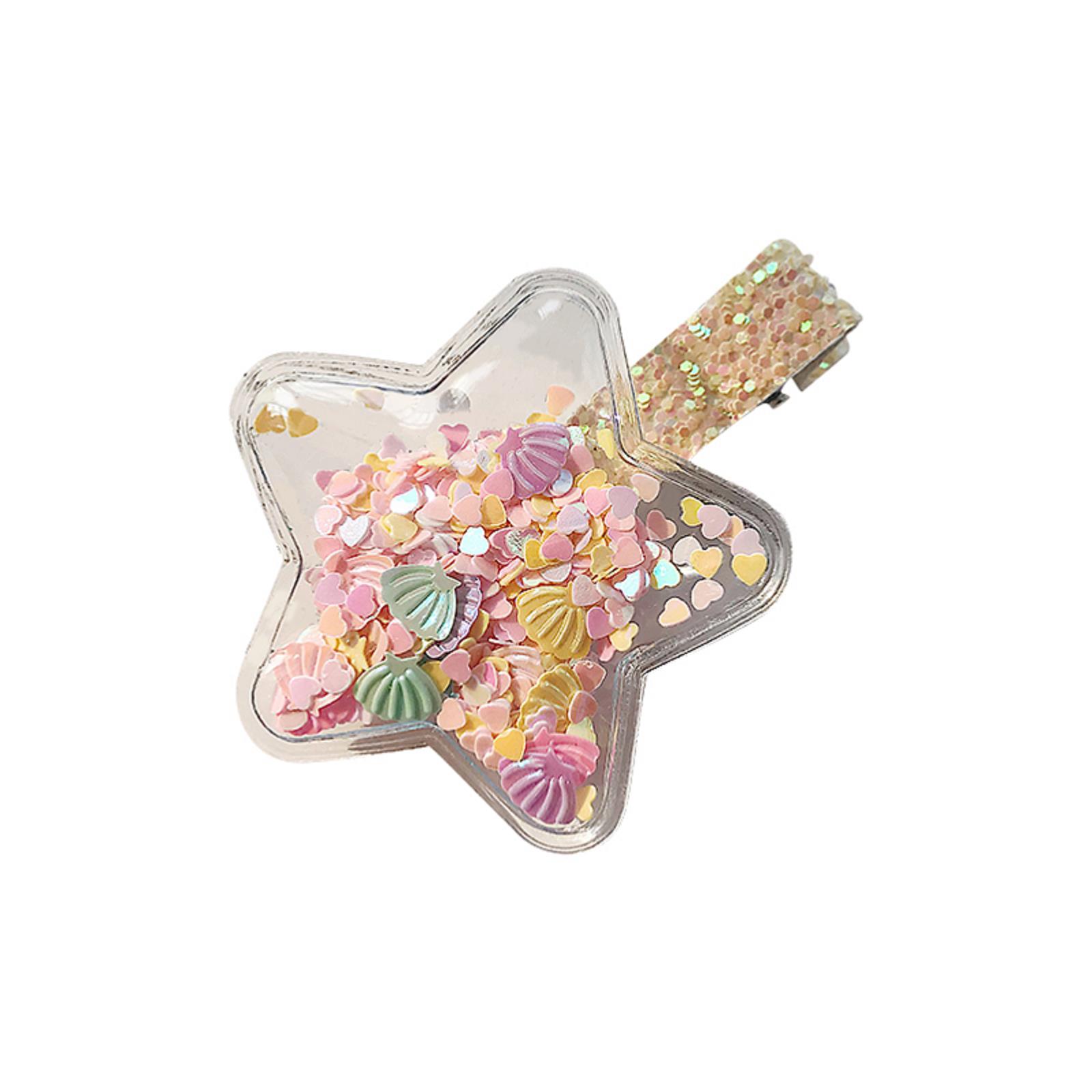 Lovely Kids Baby Girls Casual Hairpin Colorful Quicksand Clear Star Heart Patchwork Styling Headwear Hair Clip