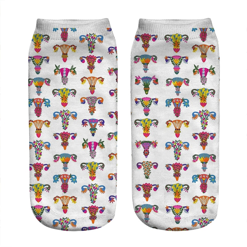 Women's socks kawaii Funny Uterus and ovaries Printed Socks Woman harajuku Happy Funny Novelty cute girl gift Socks for wom