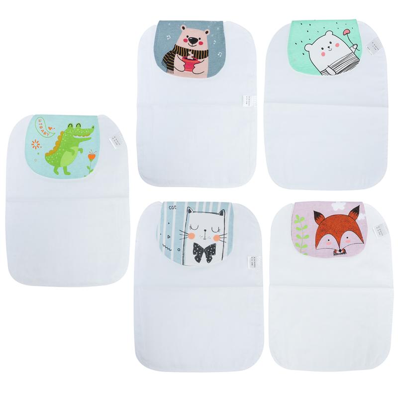 5pcs Adorable Animal Cotton Absorbent Towels Baby Back Sweat Towels for Kids