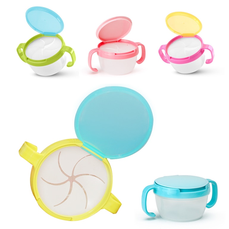 Baby Kids Plastic Snack Catcher Double Handle Snack Cup Jar Bowl Spill-Proof Biscuits Container Box Snacks Storage Box