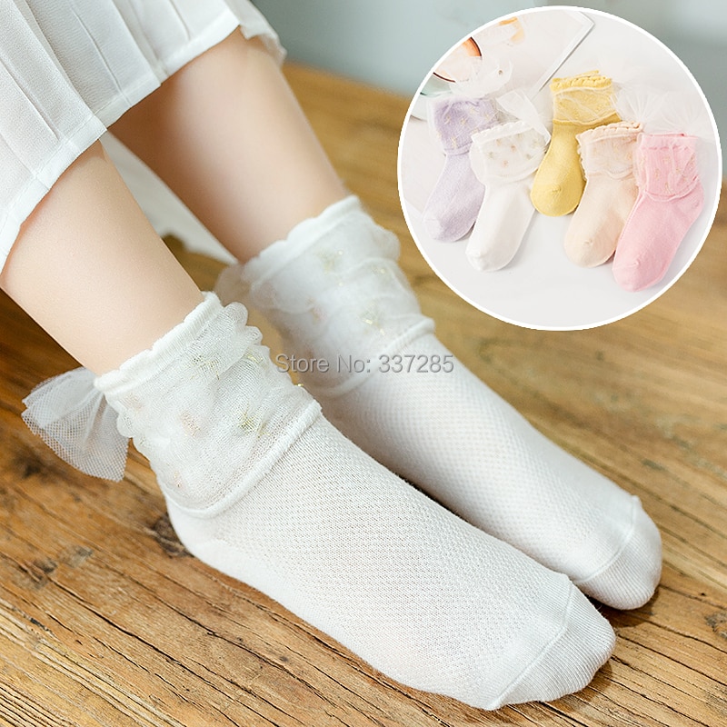 spring Baby Girls big Bow Tie Princess Cotton Socks Multi Colors cute lace mesh breathable socks for child toddler �ާڧݧ�� �ߧ��ܧ�