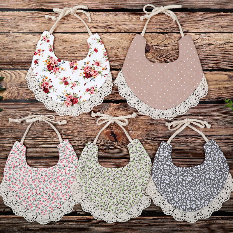 HUYU Floral Vintage Newborn Double Side Bibs Boys Girls Props Bandana Countryside Saliva Towel