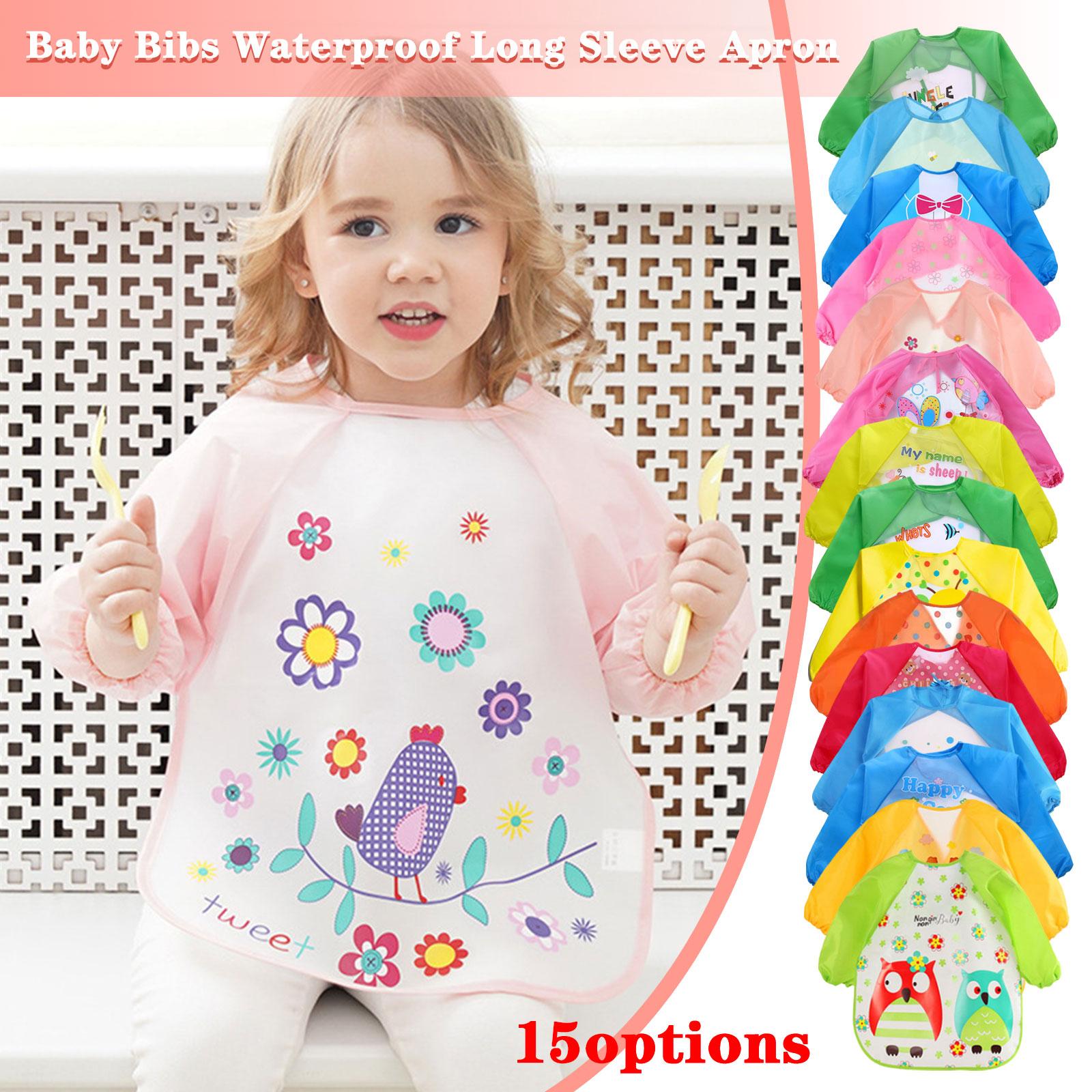 Cartoon Baby Bibs Waterproof Kid Eating Clothing Children's Long Sleeves Feeding Smock Bib Baby Apron Bandana Baby Bibs