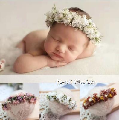 Newborn Photography Props Baby Headband Full Moon Baby Photo Headdress Handmade Hairband Flower Headband