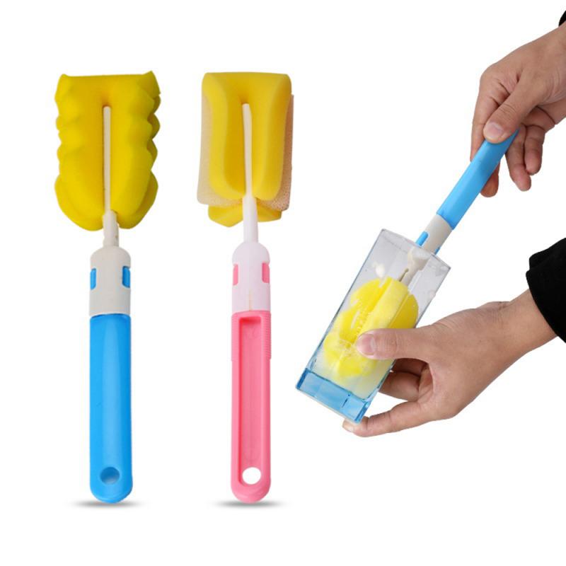 7-Piece Baby Bottle Cleaning Brush 360 Degree Rotating Head Multifunctional Practical Cleaning Sponge Bottle Cup Brush Kit