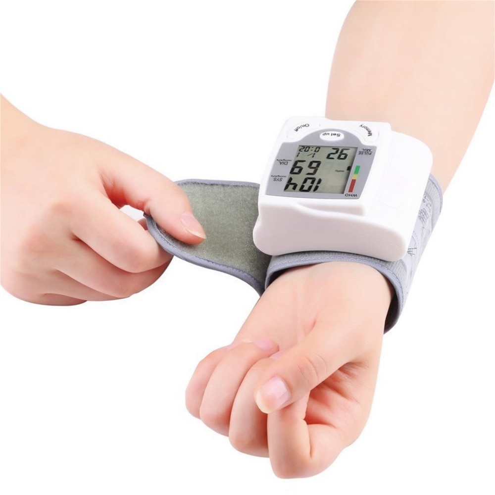 Portable Automatic Sphygmomanometer Medical Digital LCD Display Wrist Blood Pressure Monitor Pulse Heart Rate Monitor Tonometer