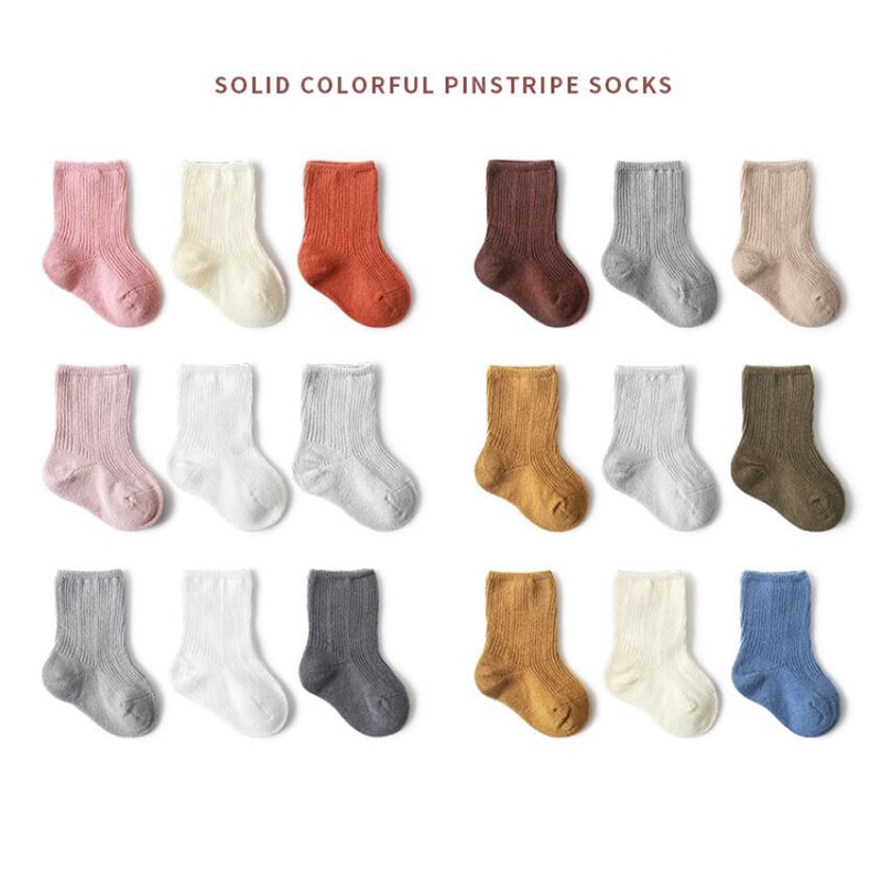 3 Pairs/lot 0-5Years Baby Cotton Socks Solid Color Children Sock For Boys Girls Knee Sock Spring Summer Toddlers Floor Socks