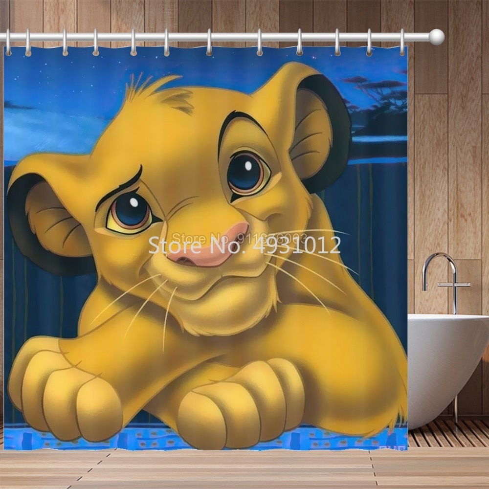 Disney Customized Simba Lion King Shower Curtain Waterproof Bath Curtains Mildew Resistant Polyester Bathroom Decor 180x180cm