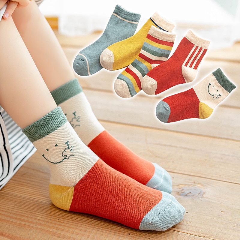 princess Cute Smiley Baby Girls Socks spring autumn Soft Kawaii Infant Toddler Socks keep warm Cotton kids rainbow striped Socks