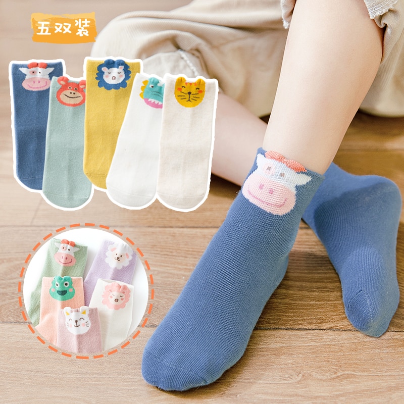 spring Autumn boys cute hippo tiger cotton socks baby girls cartoon animals warmer long fashion socks for spring toddler child
