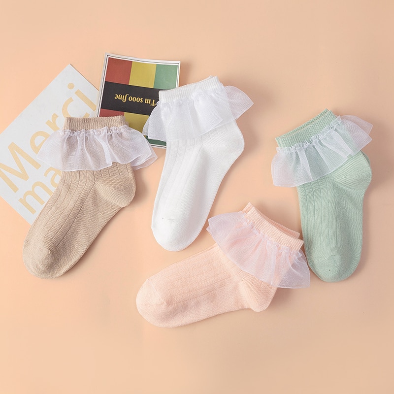 Baby Girls Big lace Toddlers Infants Ankle Socks For Kids Princess Sock Children stripes child cotton keep warm Breathable Socks
