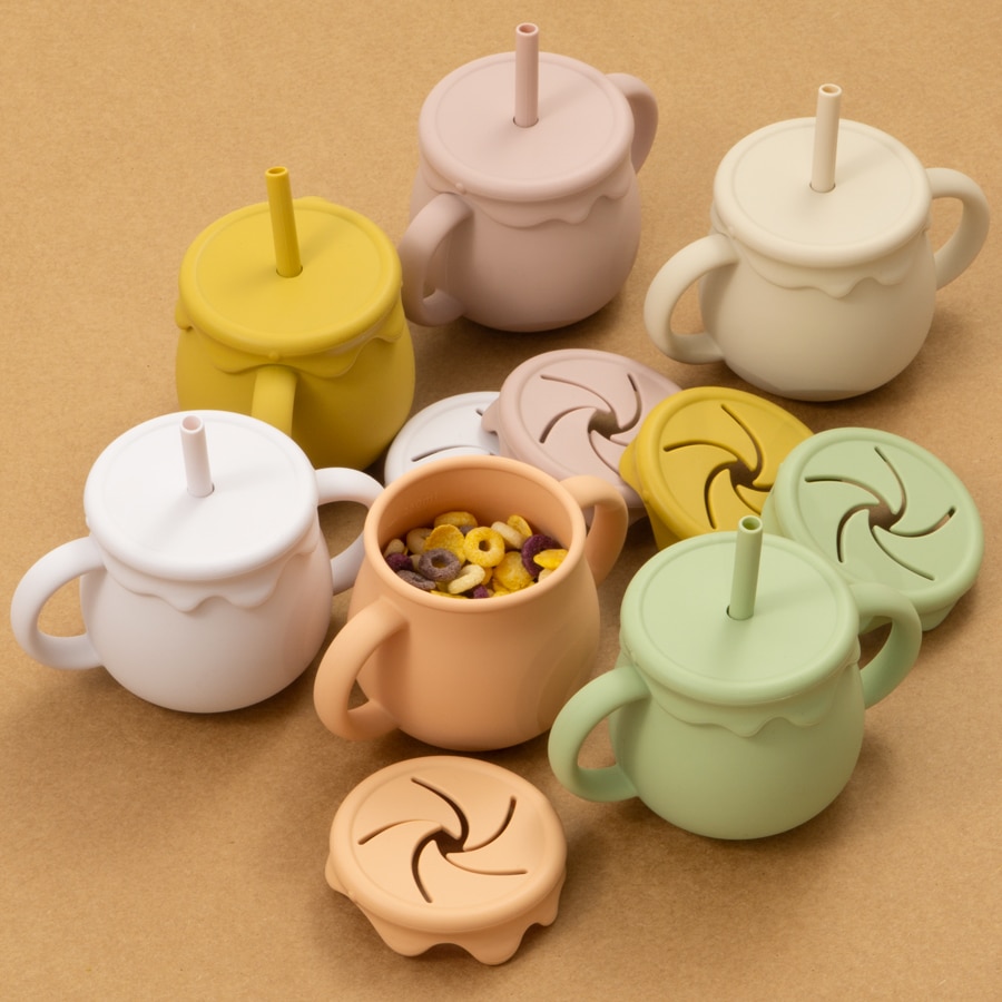 Baby Feeding Food Storage Box Snack Cup Portable Drinking Cup Infant Dual Purpose Sippy Cup Cover Band Newborn Accessories