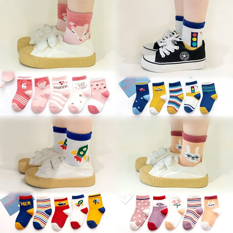 5Pairs/lot Baby Socks Autumn Winter Warm Cotton Kids Socks Cute Girls Cartoon Animal Boys Infant Socks