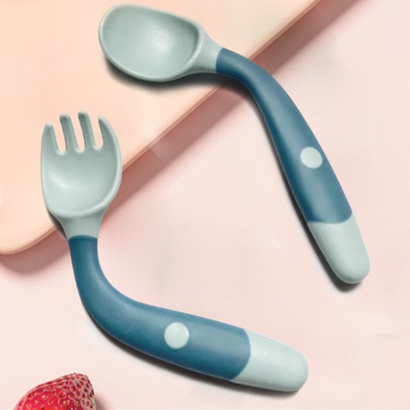 Baby Silicone Spoon Utensils Set Auxiliary Food Toddler Learn To Eat Training Bendable Soft Fork Infant Children Tableware