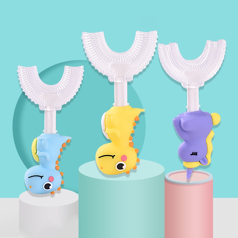 Children's Toothbrush Cartoon Dinosaur Toothbrush Baby Health Teeth Care U-shaped Toothbrush Oral Care Kids Toothbrush U Sh
