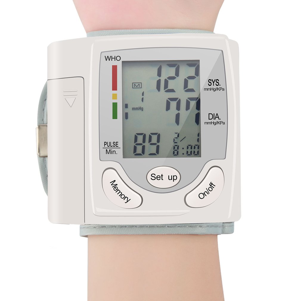 Automatic Digital Wrist Blood Pressure Monitor Sphygmomanometer Tonometer Tensiometer Heart Rate Pulse Meter BP Monitor