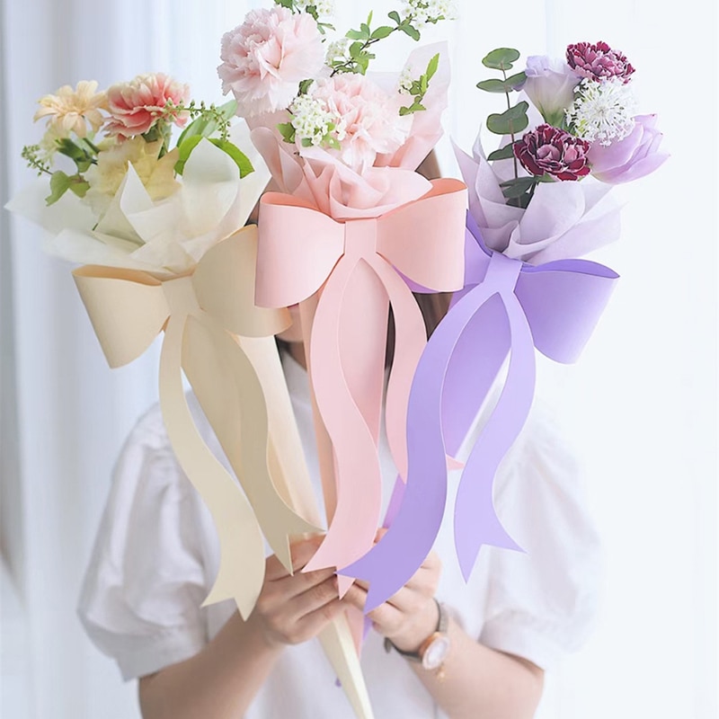 Bow Flower Carton Flower Packaging Portable Rose Box Paper Bag Single Bouquet Box Valentine's Day Birthday Party Single Bou