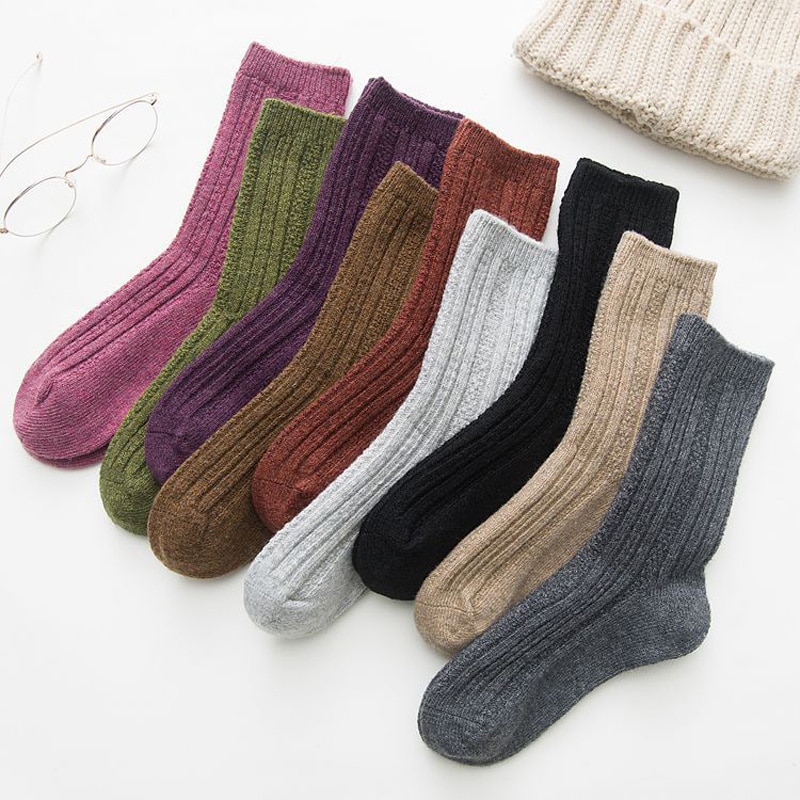 Free shipping Fashion winter thick young girls solid warm socks 30%wool 2pair/lot students Teenagers new high quality
