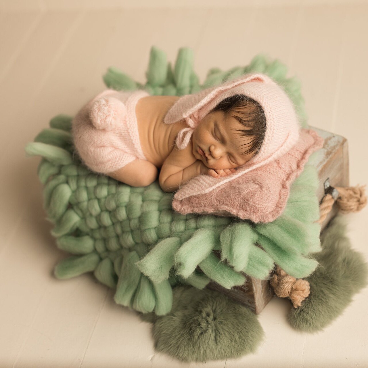 Popodion New Children's Photography Clothing Newborn Baby Photo Thick Wool Woven Square Blanket CHD20478