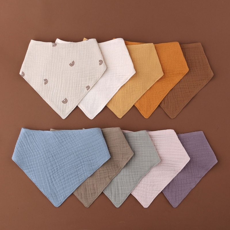 3 Pcs Soft Cotton Triangle Scarf Solid Color Snap Button Bib Baby Feeding Drool Saliva Towel Bandana Burp Cloth Baby Stuff