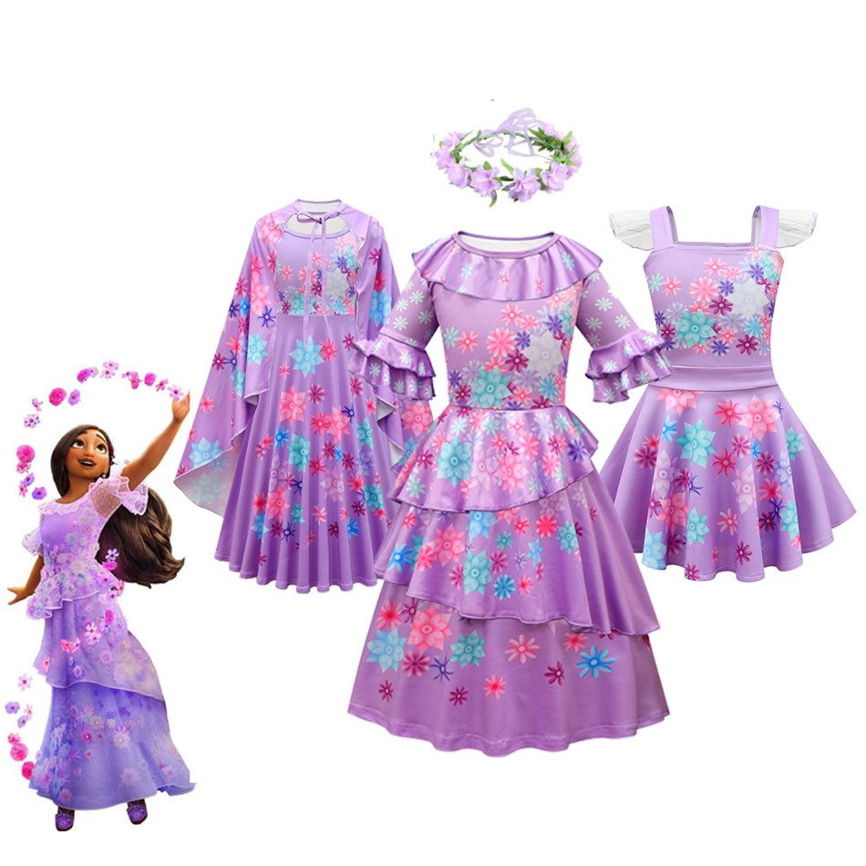 Disney Encanto Costume Princess Dress Suit Charm for Girls Cosplay Isabela Mirabel Carnival Christmas Birthday Party Clothes