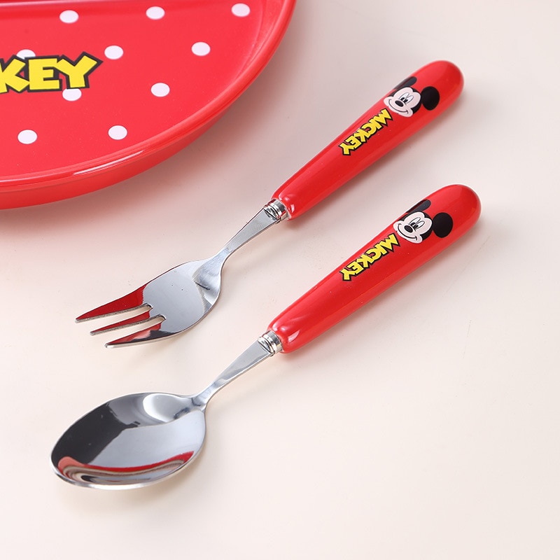 Disney Children's Spoon Fork Stainless Steel Children's Rice Spoon Mickey Minnie Home Cartoon Tableware Rice Spoon Spo